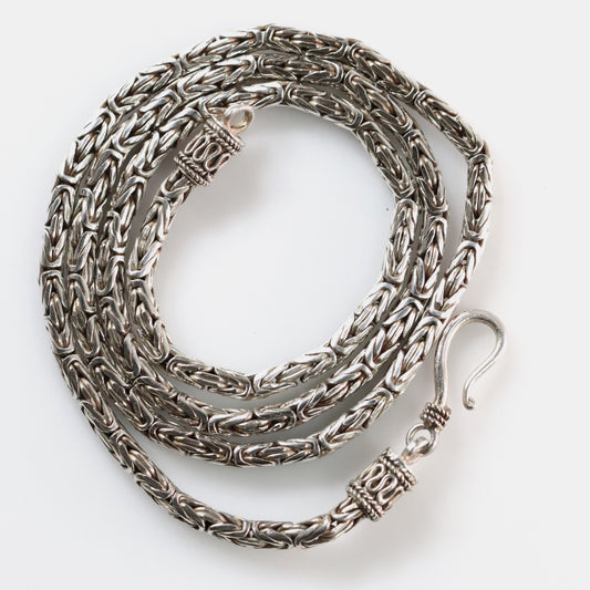 Vintage Silver Jewelry | Byzantine Chain Link Necklace 19.5" 3mm
