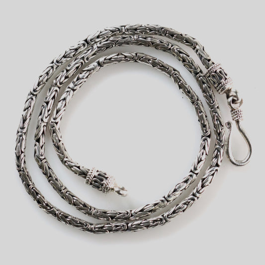 Vintage Silver Jewelry | Byzantine Chain Link Necklace 16" 3mm