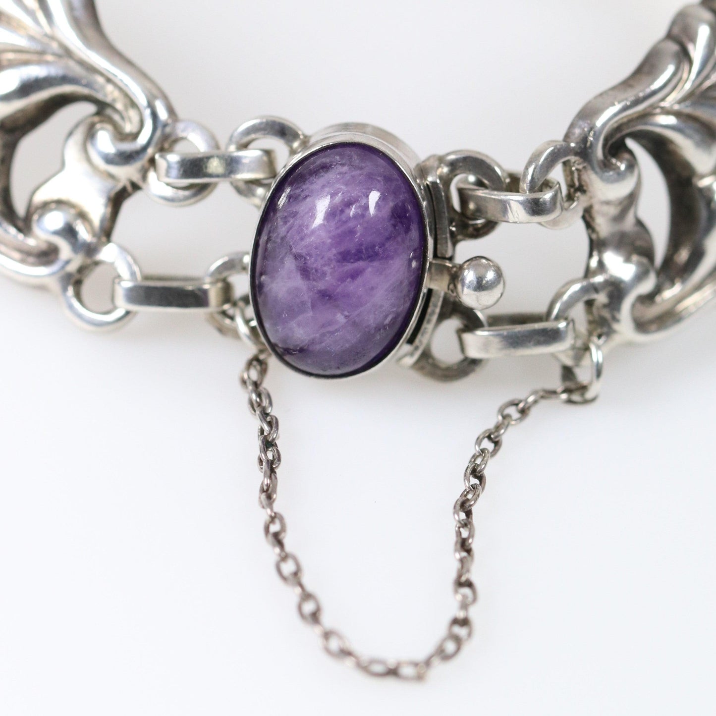 Antique Georg Jensen Jewelry | Rare Amethyst Bracelet 5 - Carmel Fine Silver Jewelry