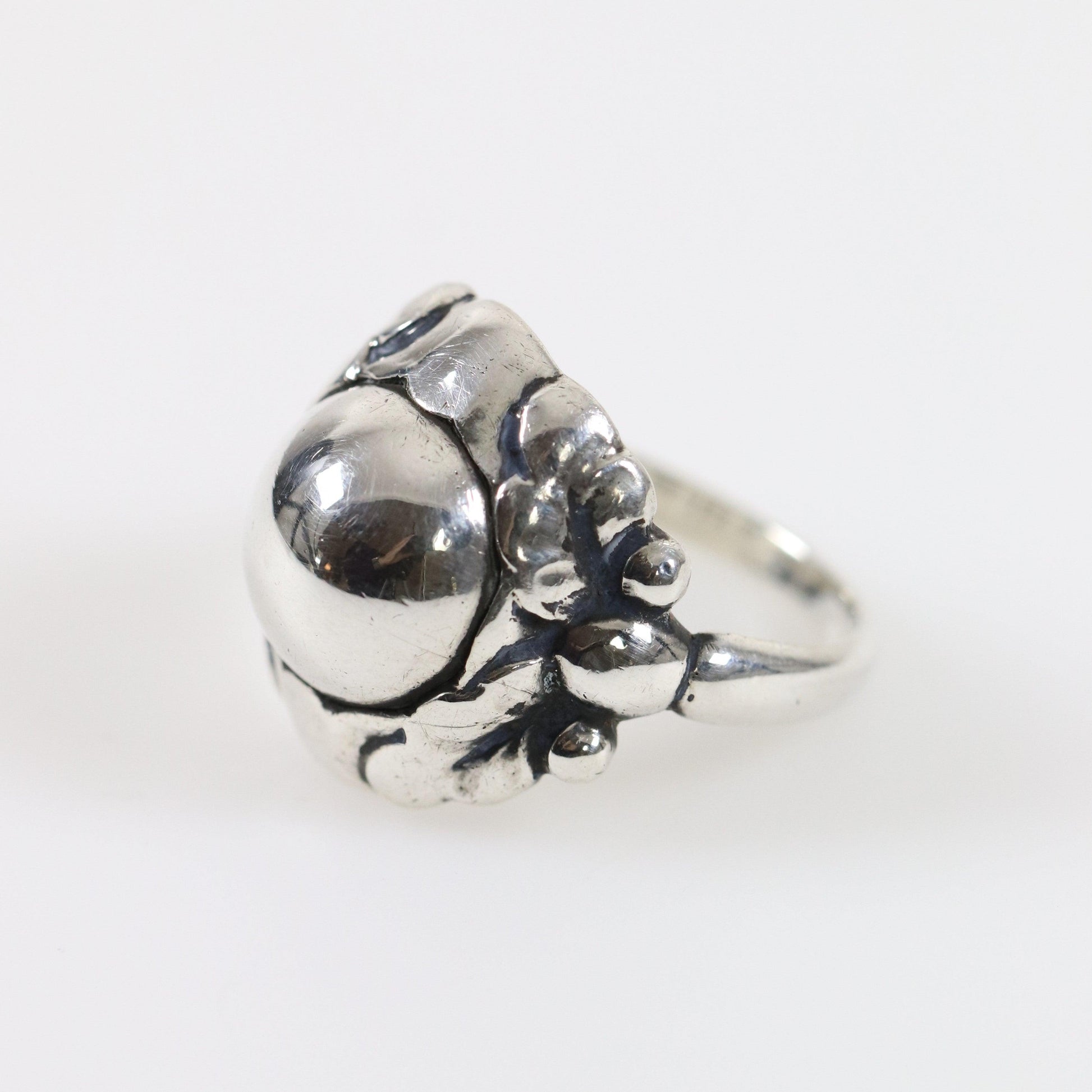 Antique Georg Jensen Jewelry | Silver Cabochon 830 Silver Ring 11A - Carmel Fine Silver Jewelry