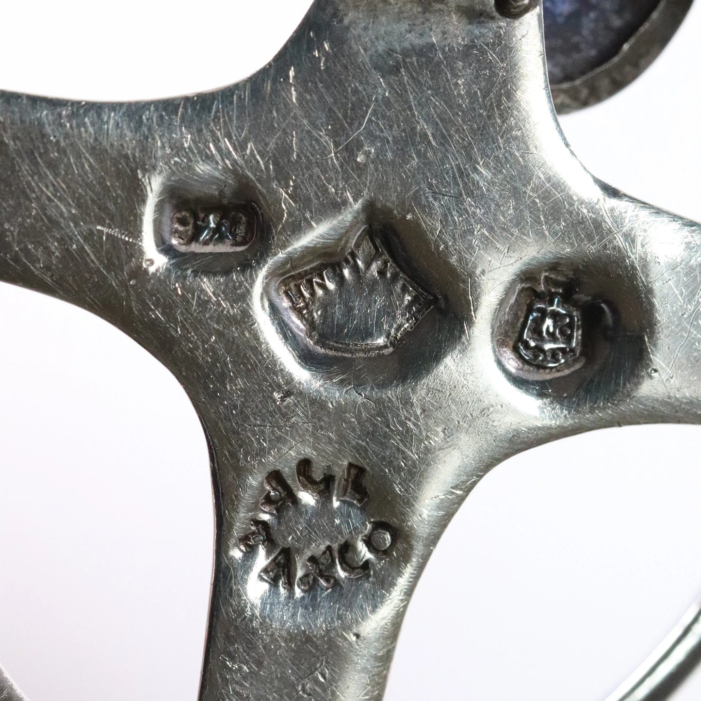 Antonio Pineda Taxco Sapphire Cross Pendant | Vintage Sterling Silver | 970 Silver Mid-Century Modernist Mexico - Carmel FSJ