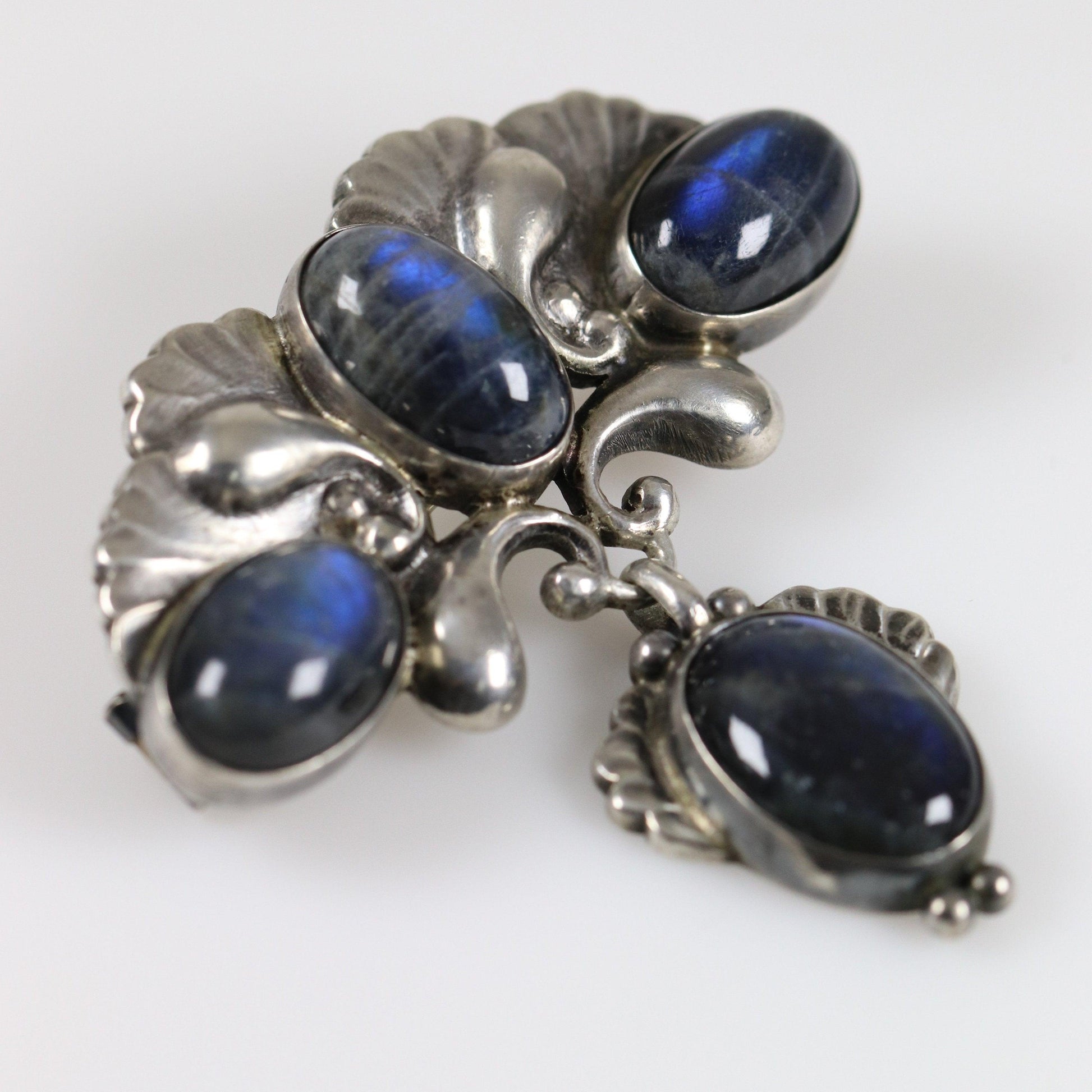 Georg Jensen Jewelry | Labradorite Art Nouveau Silver Vintage Brooch 152 - Carmel Fine Silver Jewelry