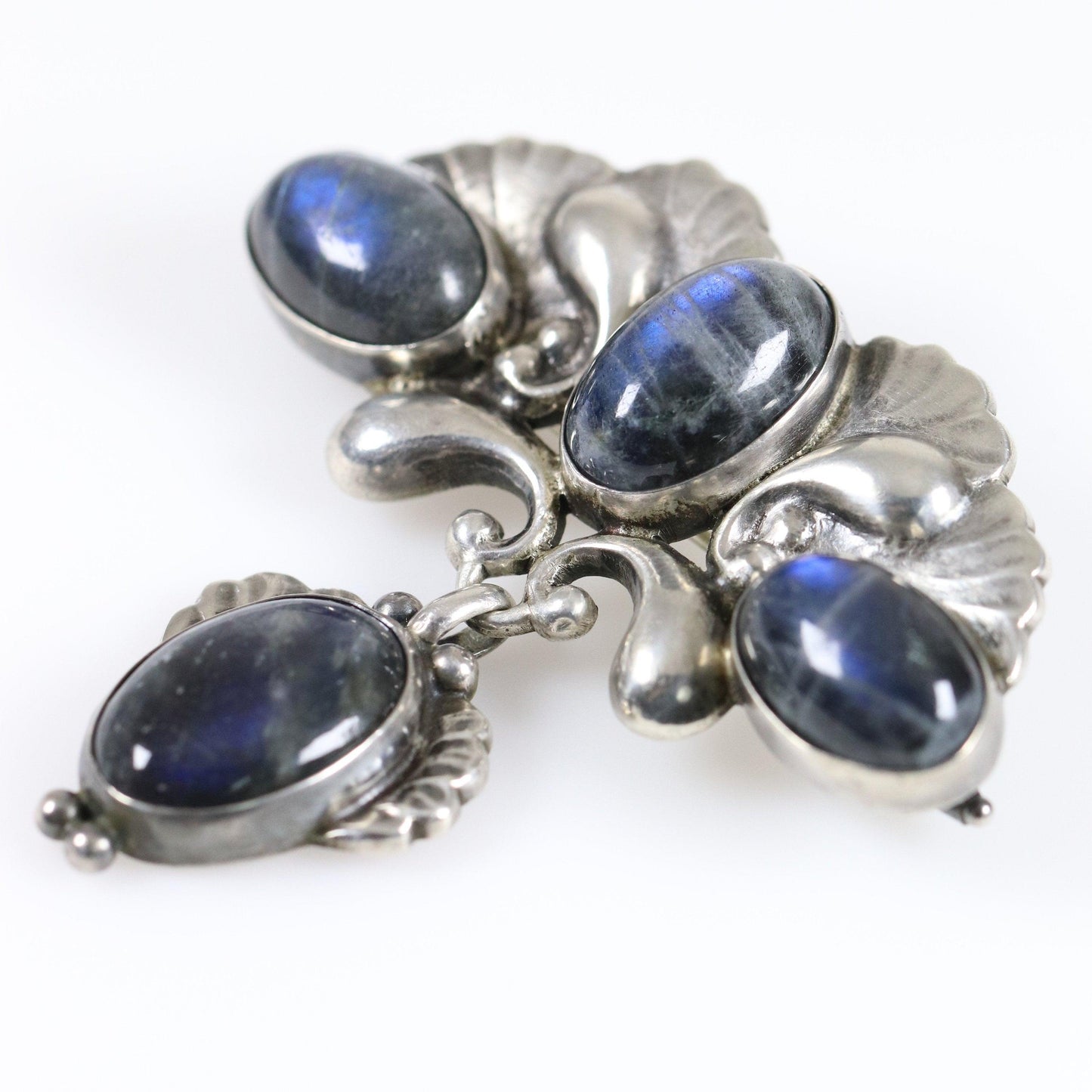 Georg Jensen Jewelry | Labradorite Art Nouveau Silver Vintage Brooch 152 - Carmel Fine Silver Jewelry