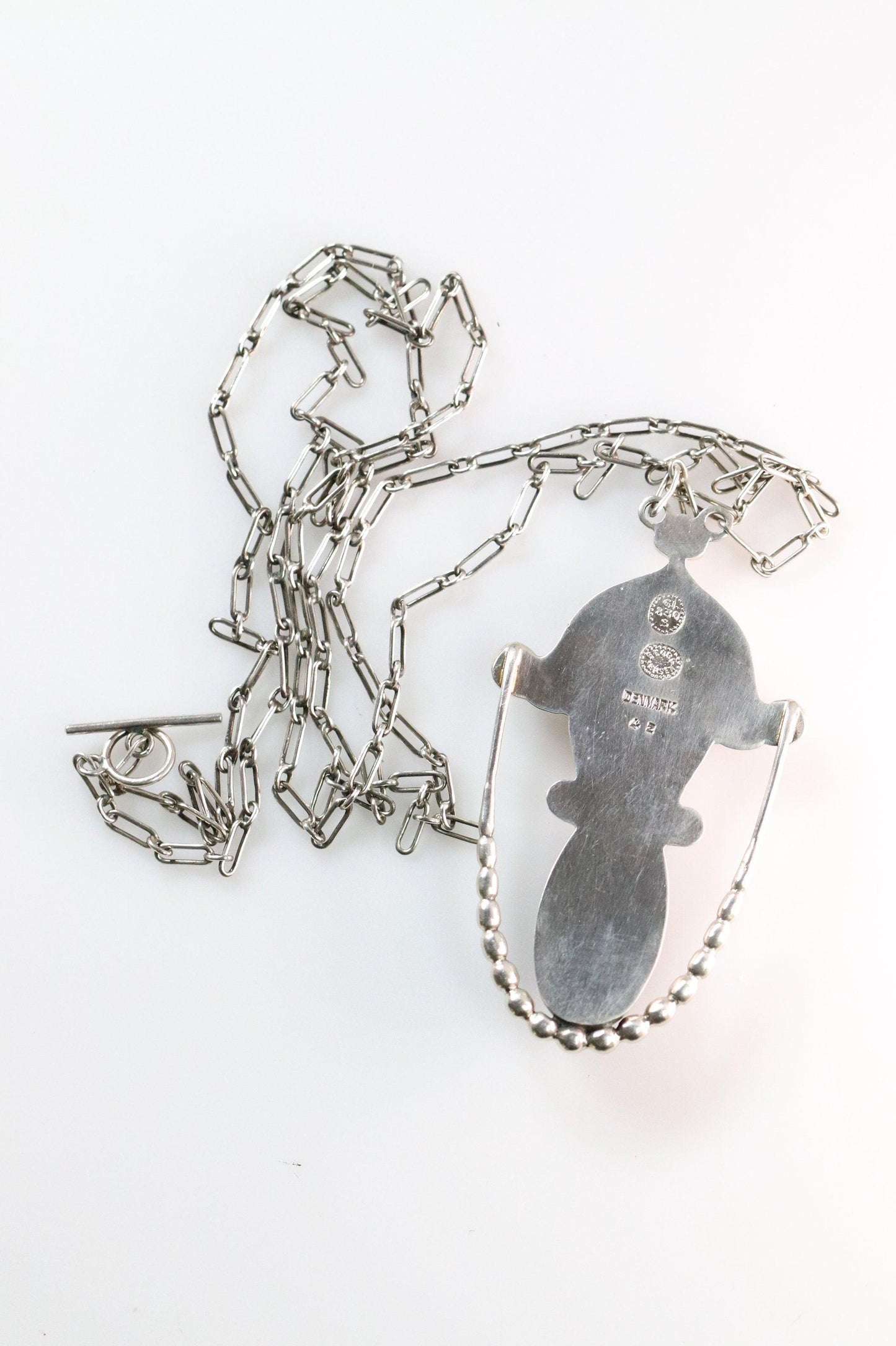 Georg Jensen Jewelry | Labradorite Art Nouveau Silver Vintage Necklace Pendant 42 - Carmel Fine Silver Jewelry