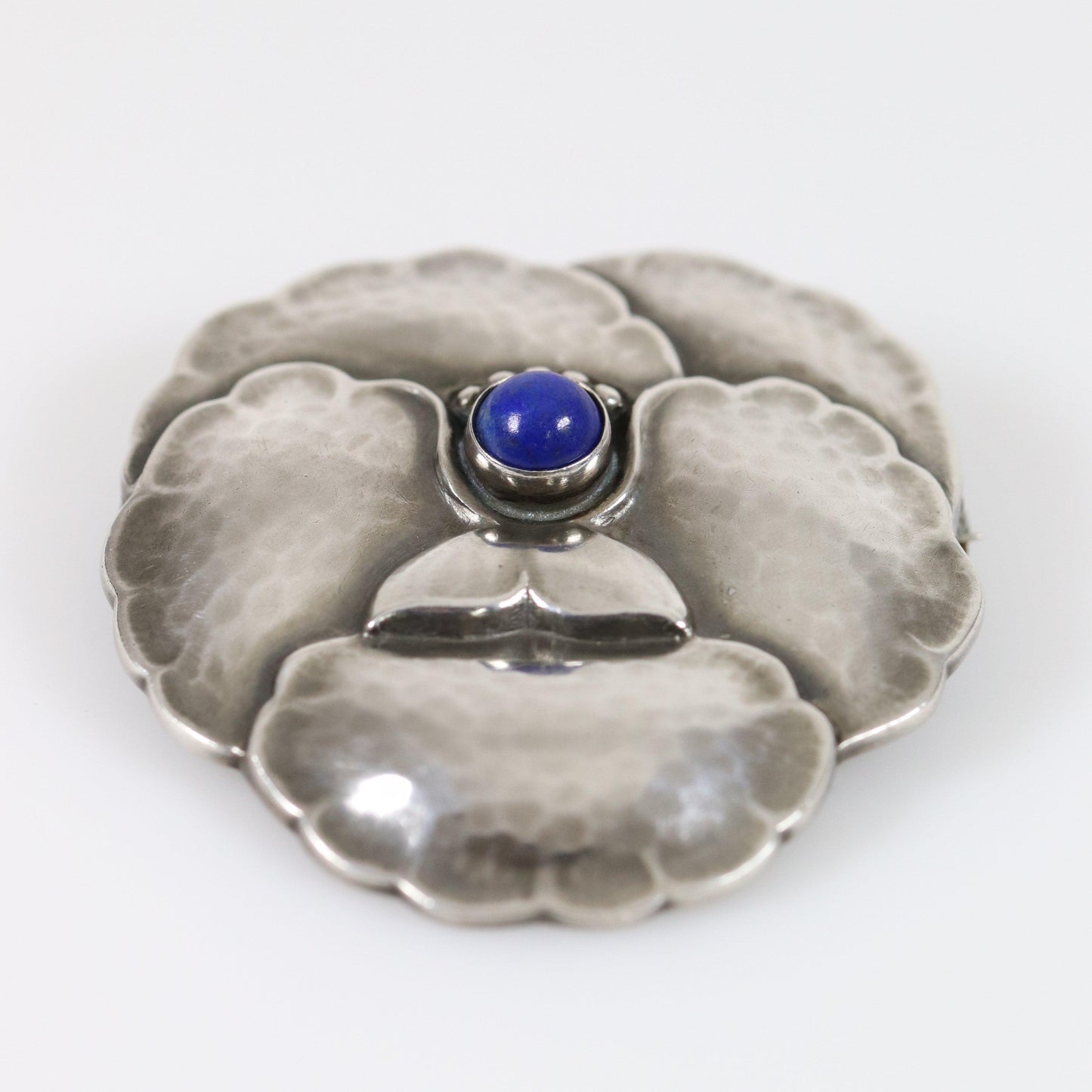 Georg Jensen Jewelry | Lapis Lazuli Pansy Art Nouveau Silver Vintage Brooch 113 - Carmel Fine Silver Jewelry