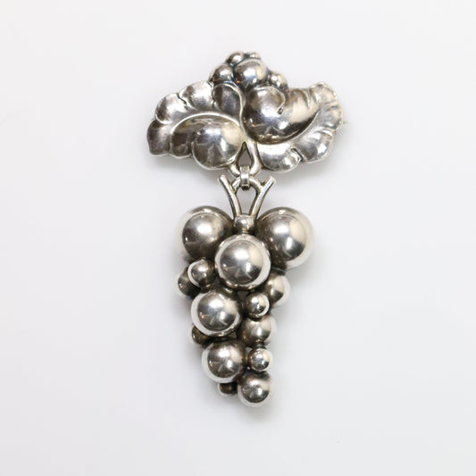 Georg Jensen Jewelry | Large Grape Art Nouveau Silver Vintage Brooch 217 - Carmel Fine Silver Jewelry
