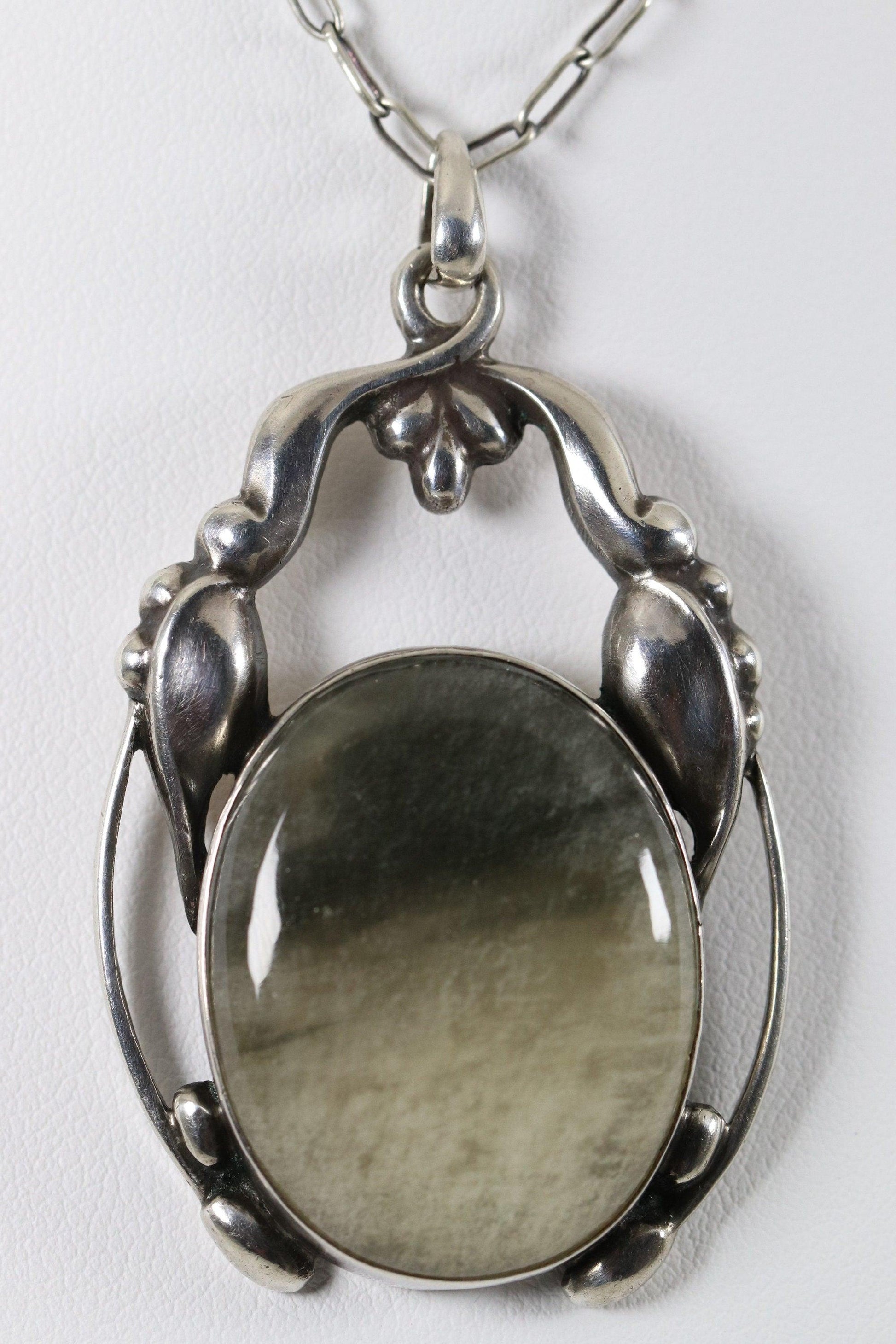 Georg Jensen Jewelry | Quartz Art Nouveau Silver Vintage Necklace Pendant 49 - Carmel Fine Silver Jewelry
