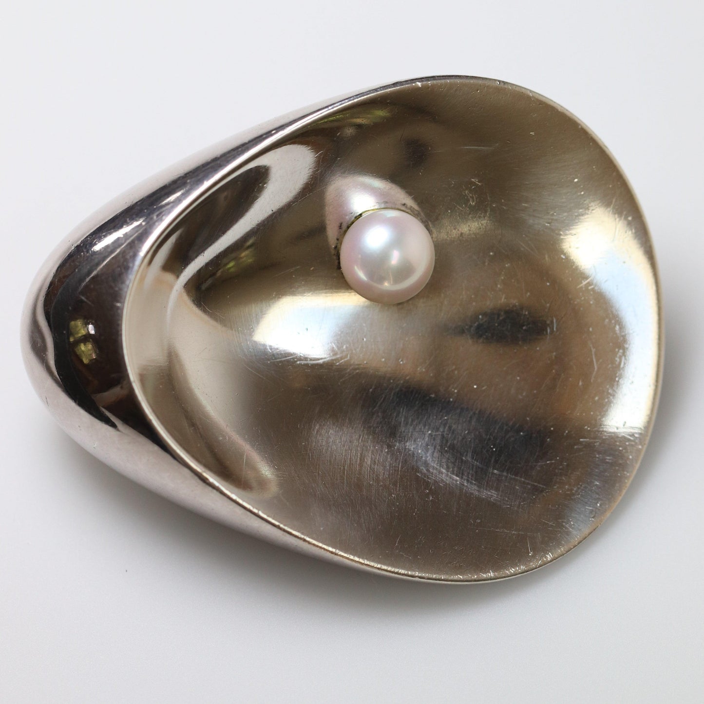 Georg Jensen Jewelry | Shell and Pearl Modernist Silver Vintage Brooch 328 - Carmel Fine Silver Jewelry