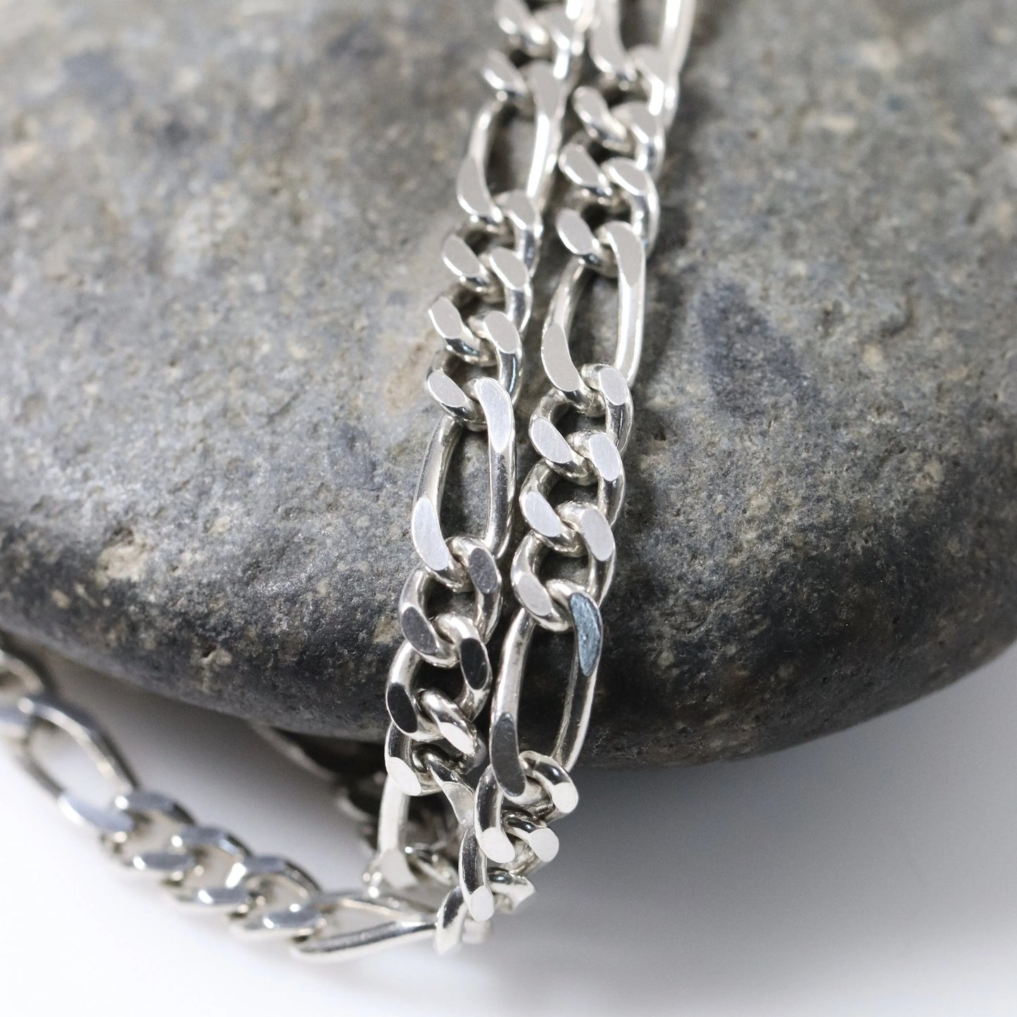 Heavy 18" Figaro Link Chain | Vintage Sterling Silver | 6 mm 24 grams - Carmel FSJ