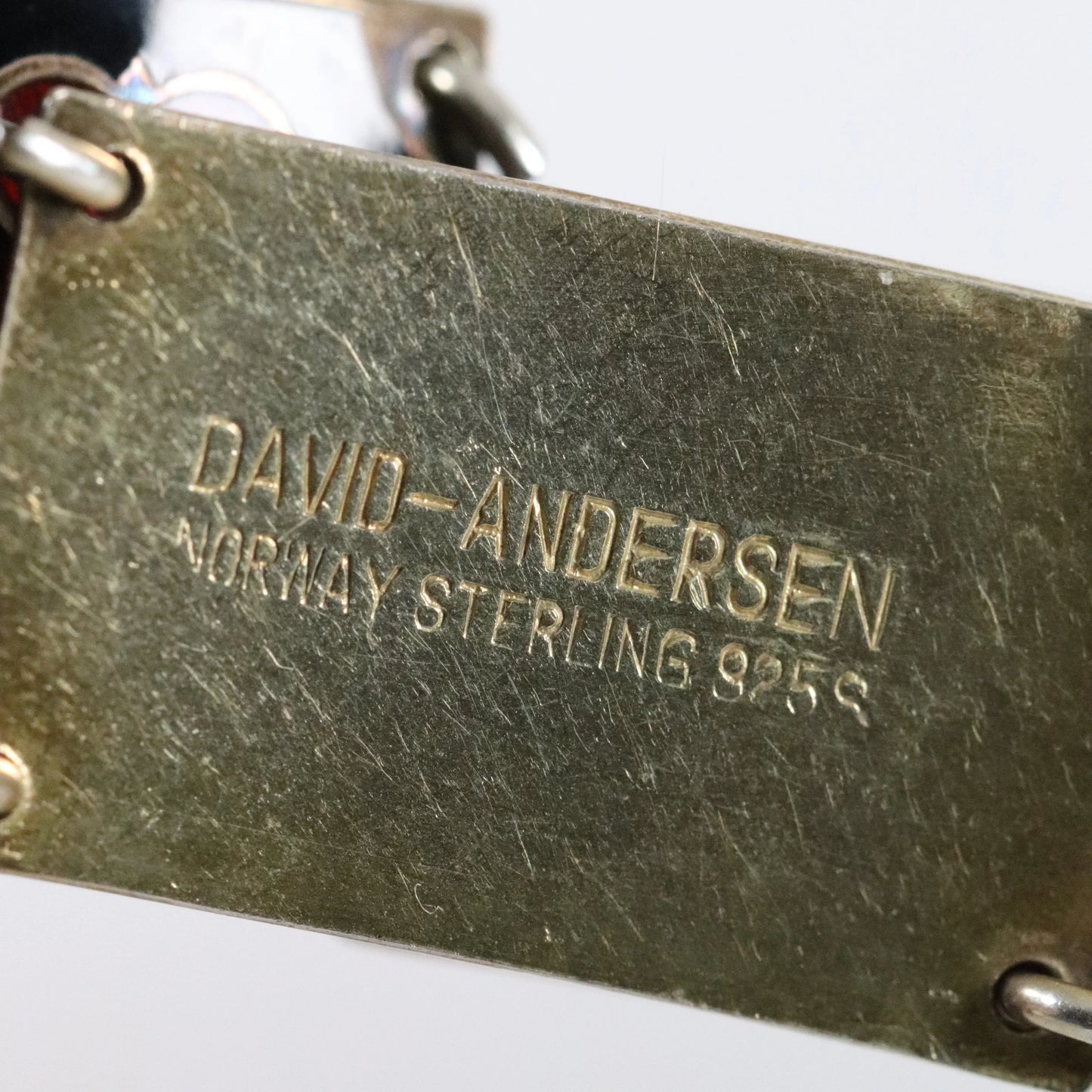 SOLD OUT: David Andersen Enamel Bracelet | Vintage Sterling Silver| Guilloche Red and Black Panel Bracelet Norway - Carmel Fine Silver Jewelry