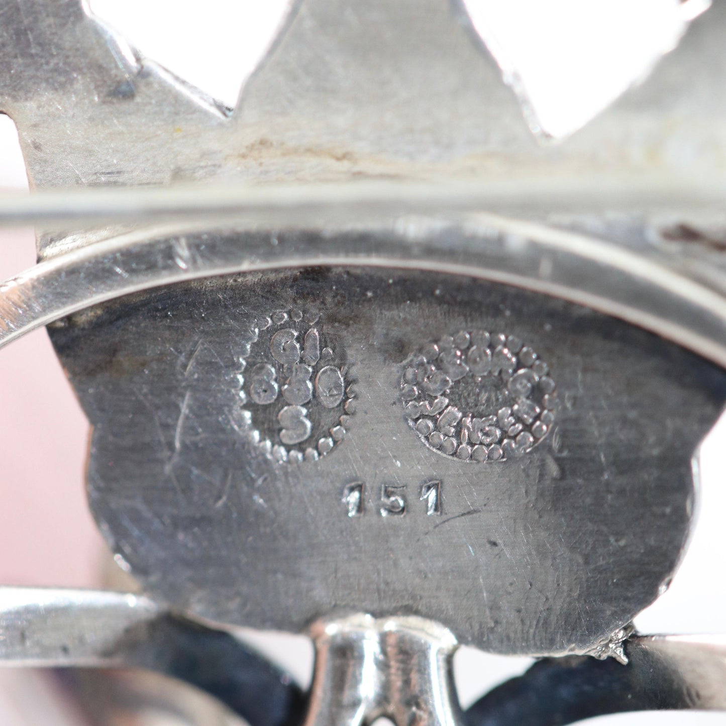 SOLD OUT: Georg Jensen Jewelry | Pink Quartz Art Nouveau Silver Vintage Brooch 151 - Carmel FSJ