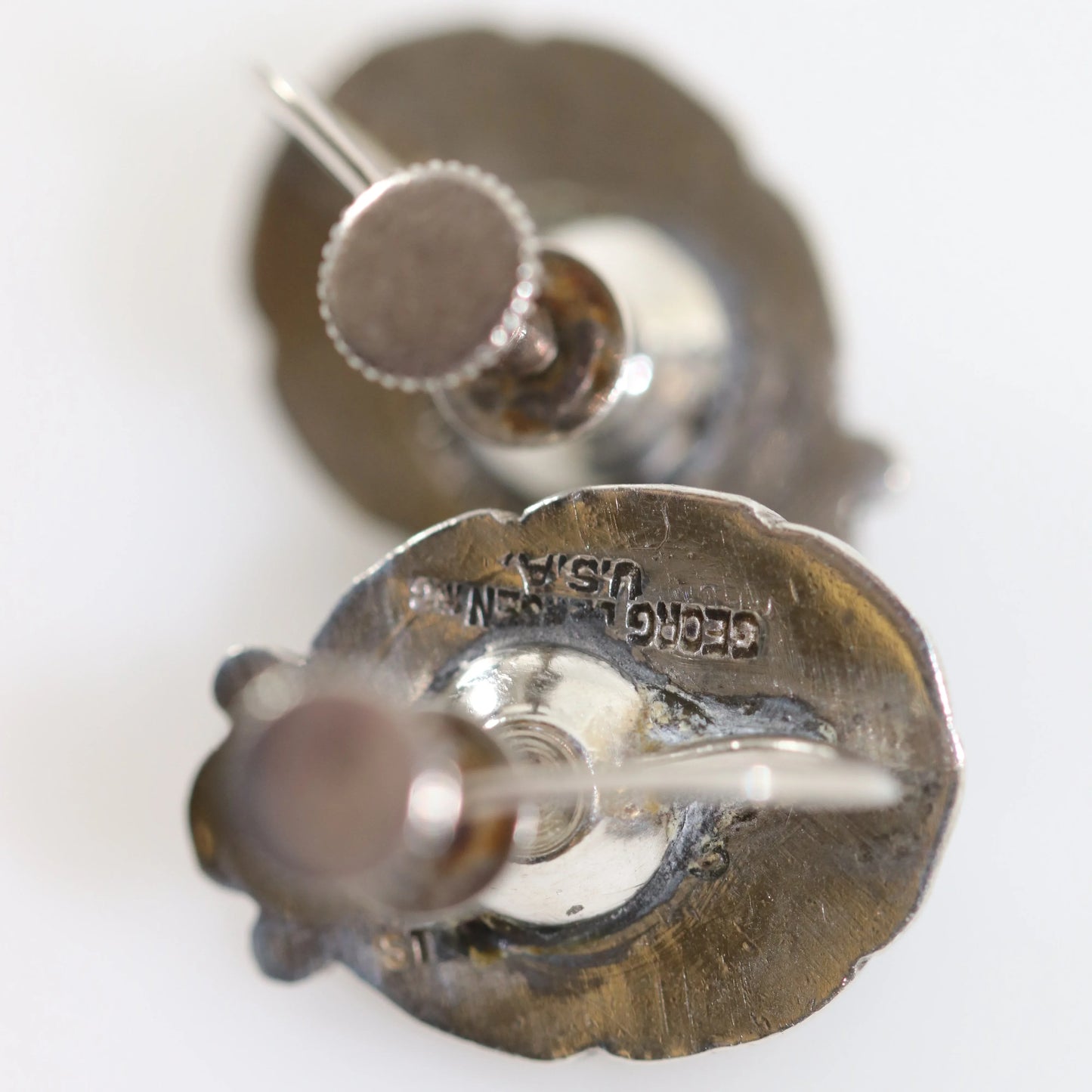 SOLD OUT: GEORG JENSEN USA INC LABRADORITE EARRINGS - Carmel Fine Silver Jewelry