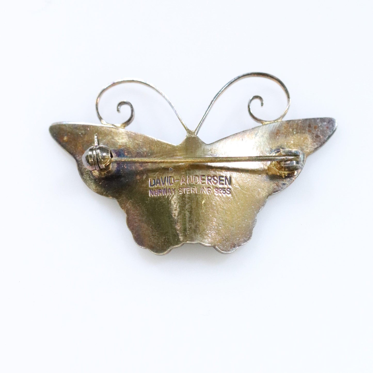 SOLD OUT: Vintage David Andersen Enamel Jewelry | Brown and White Enamel Butterfly Brooch - Carmel FSJ