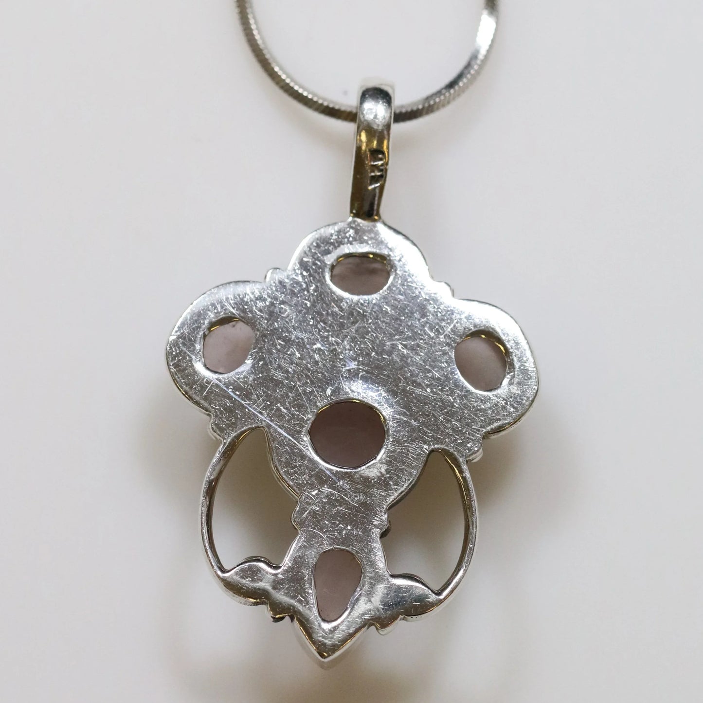 SOLD OUT: Vintage Handcrafted Silver Jewelry | Danish Style Rose Quartz Pendant - Carmel Fine Silver Jewelry