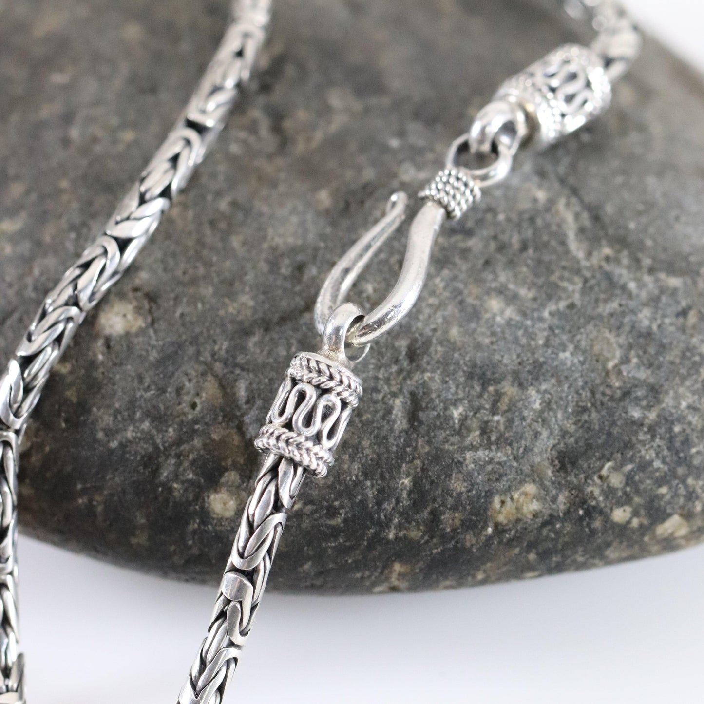 SOLD OUT: Vintage Silver Jewelry | Byzantine Chain Link Necklace 16" 3mm - Carmel FSJ