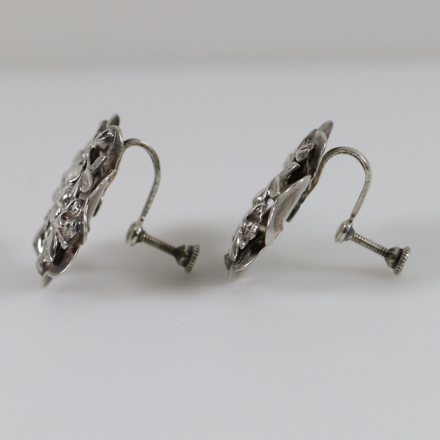 SOLD OUT: Vintage Silver Jewelry | Ornate Delicate Floral Earrings - Carmel Fine Silver Jewelry