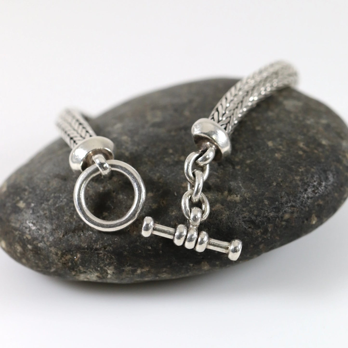 SOLD OUT: Wheat Link Bracelet | Vintage Sterling Silver | Toggle Latch - Carmel Fine Silver Jewelry