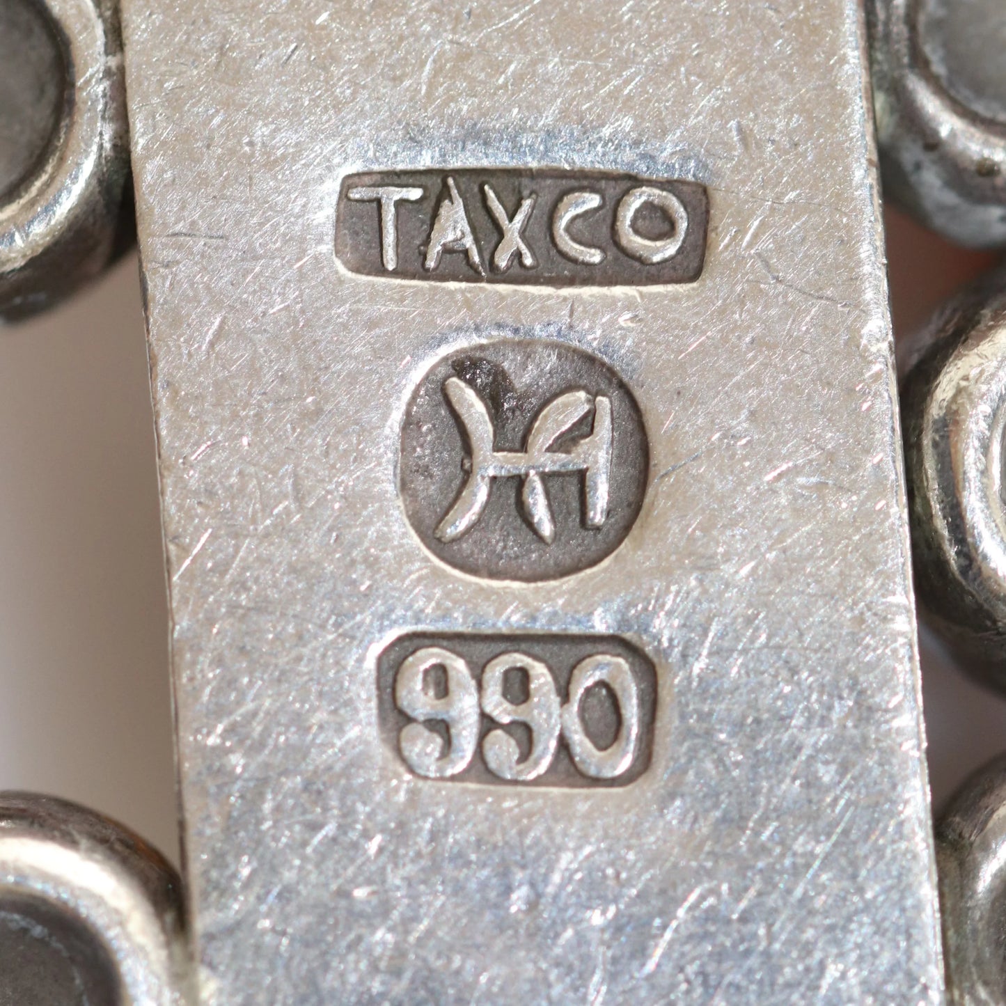 STOCK -- Taxco Hector Aguilar Ball and Bar Panel Bracelet | Vintage 990 Sterling Silver | Signed Mid Century Mexico - Carmel Fine Silver Jewelry