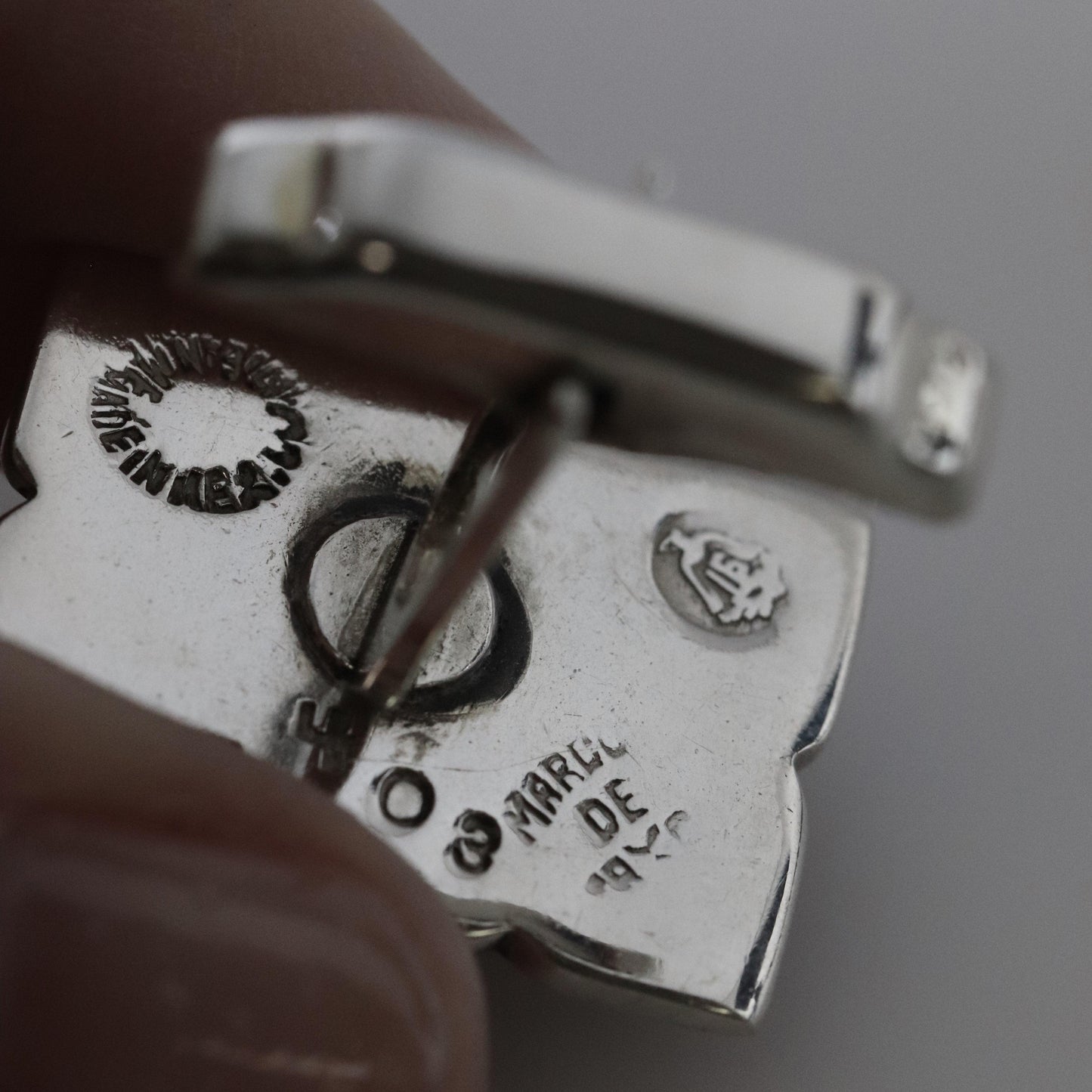 STOCK Vintage Margot de Taxco Mexican Jewelry | Black Enamel Patterned Cufflinks - Carmel Fine Silver Jewelry