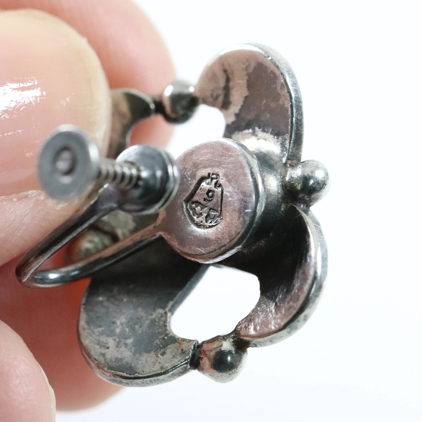 Taxco Hector Aguilar Tribal Design Earrings | Vintage Sterling Silver | Signed Mid Century Mexico - Carmel FSJ