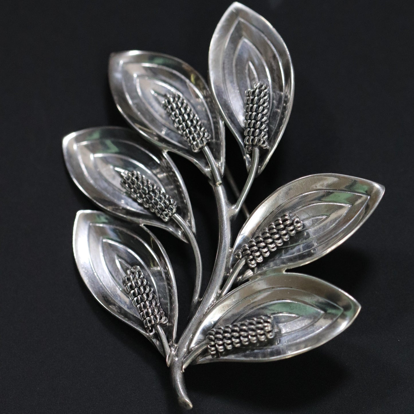 Vintage Aarre & Krogh Danish Jewelry | Modernist Six Calla Lily Brooch - Carmel Fine Silver Jewelry