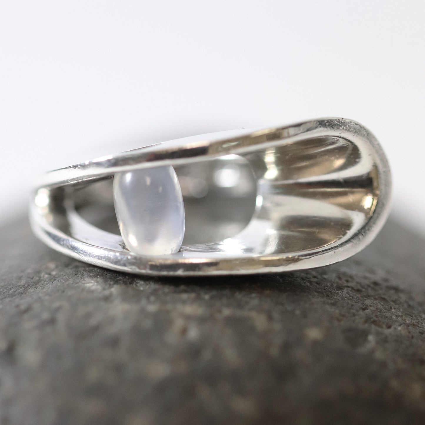 Vintage Anthony Pineda Taxco Silver Mexican Jewelry | Mid-Century Modernist Moonstone Ring - Carmel Fine Silver Jewelry