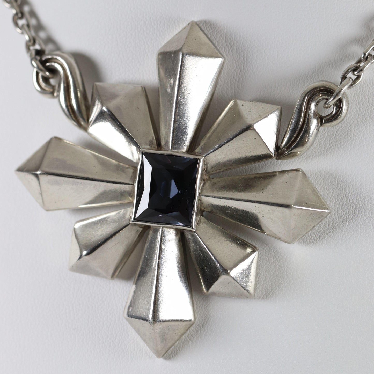 Vintage Antonio Pineda Taxco Silver Mexican Jewelry | Large Sapphire Star Statement Necklace - Carmel Fine Silver Jewelry