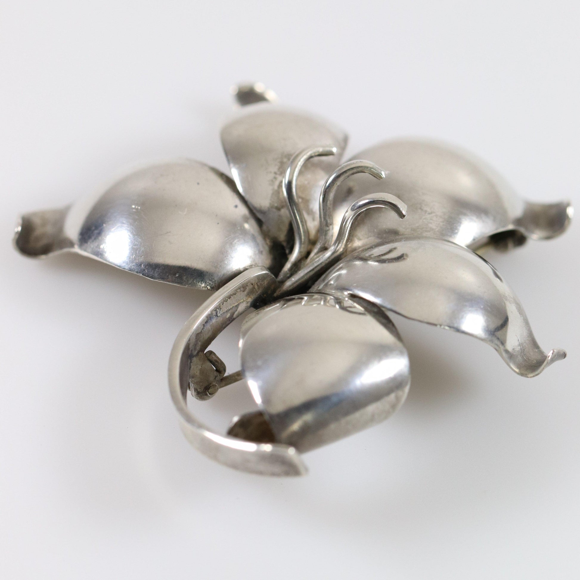 Vintage Danish E Dagsted Sterling Silver Jewelry | Floral Modernist Mid-Century Brooch - Carmel Fine Silver Jewelry