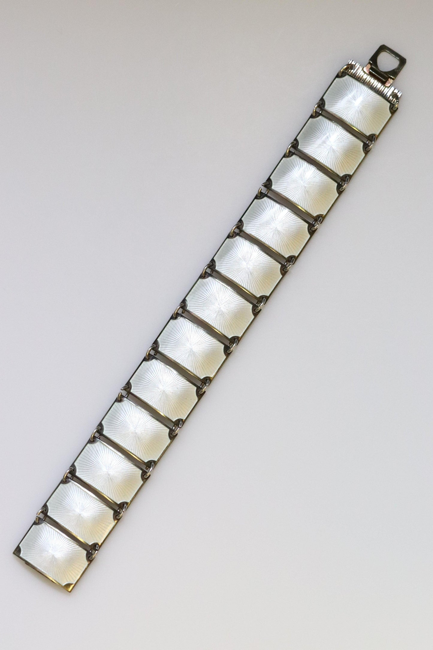 Vintage David Andersen Enamel Jewelry | Wide White Guilloche Enamel Bracelet - Carmel Fine Silver Jewelry