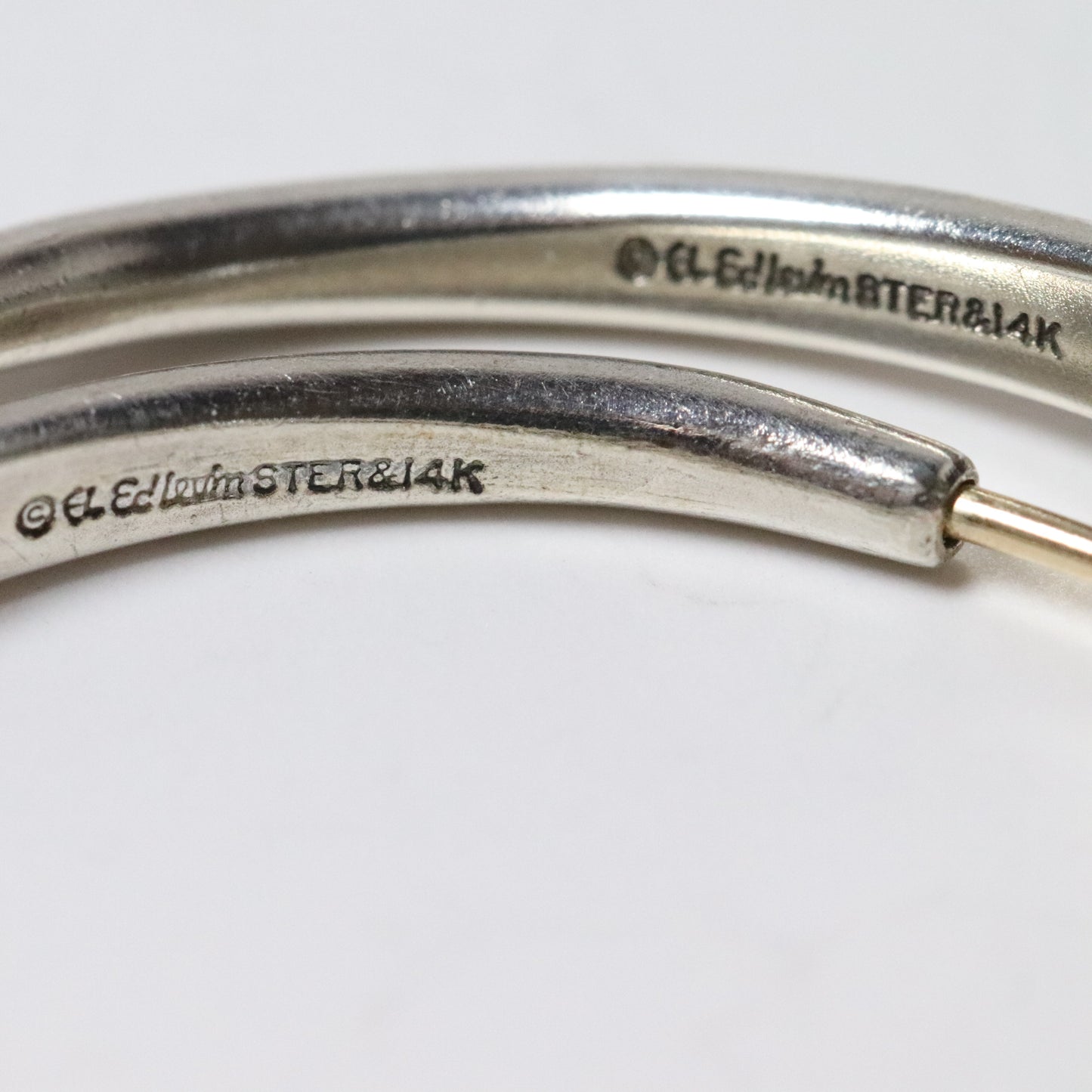 Vintage Ed Levin Jewelry | Sterling Silver Hoop Earrings 14K Wires USA - Carmel FSJ