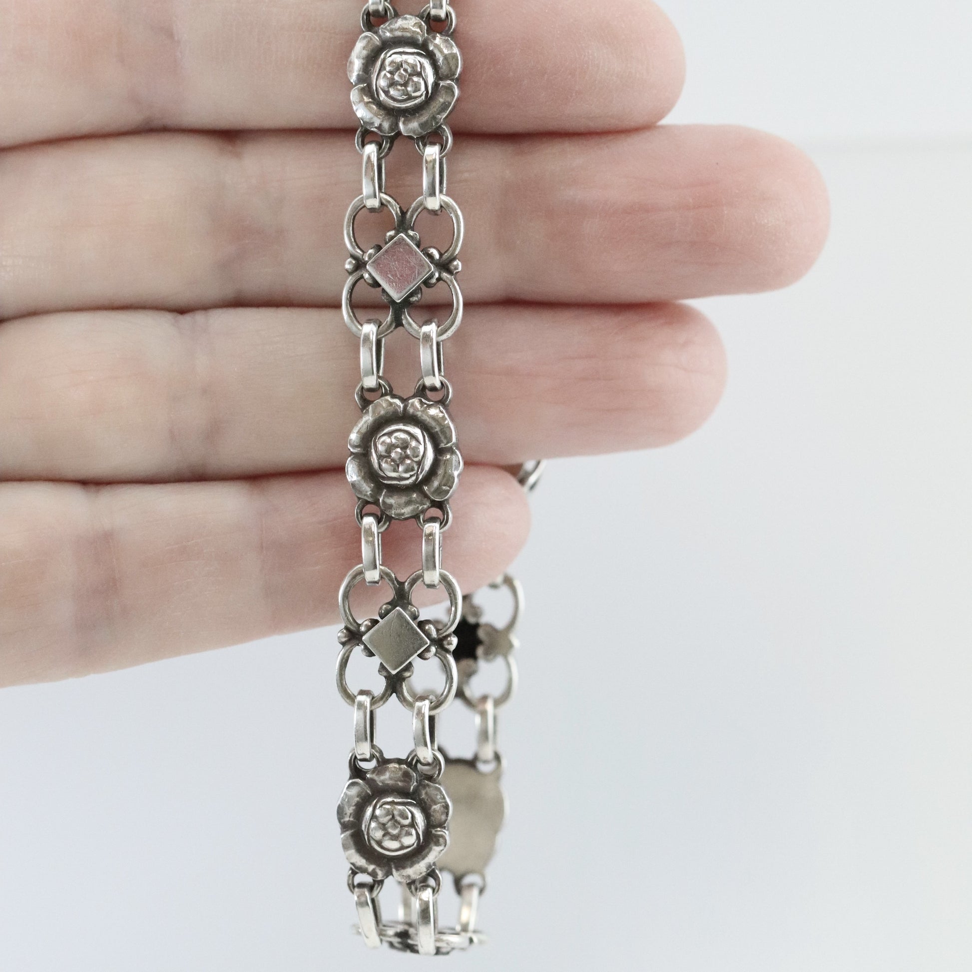 Vintage Georg Jensen Jewelry | Art Nouveau Floral Bracelet 50 - Carmel Fine Silver Jewelry