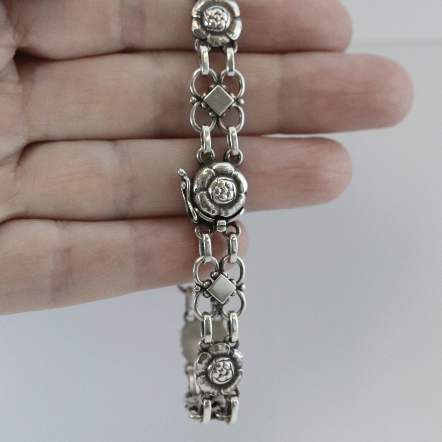 Vintage Georg Jensen Jewelry | Art Nouveau Floral Bracelet 50 - Carmel Fine Silver Jewelry