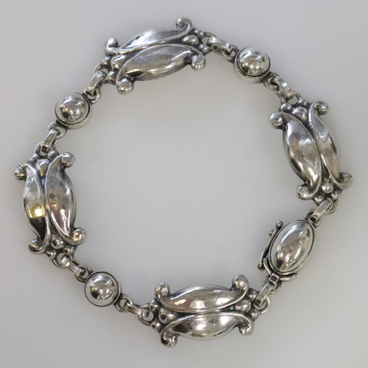 Vintage Georg Jensen Jewelry | Art Nouveau Silver Cabochon Bracelet 11 - Carmel Fine Silver Jewelry