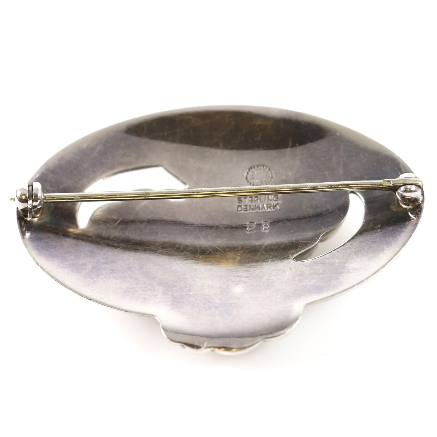 Vintage Georg Jensen Jewelry | Carnelian Art Nouveau Floral Brooch 28 - Carmel FSJ