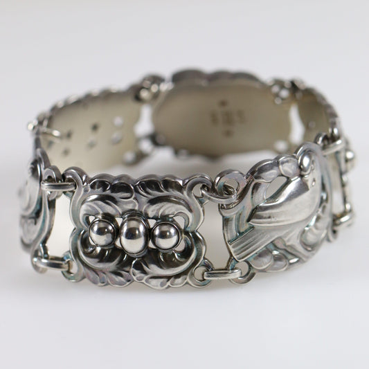 Vintage Georg Jensen Jewelry | Dove and Cabachon Art Nouveau Bracelet 14 - Carmel Fine Silver Jewelry