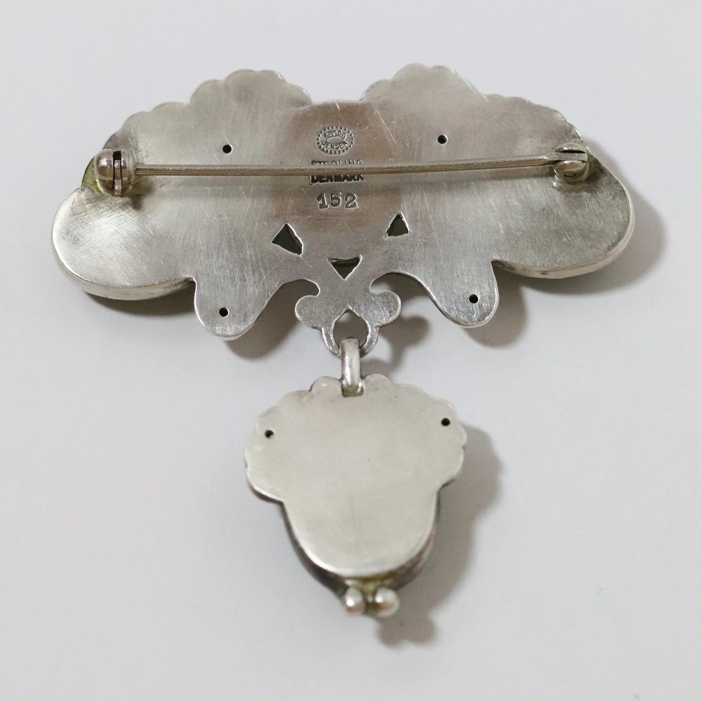 Vintage Georg Jensen Jewelry | Floral Chrysoprase Brooch 152 Denmark - Carmel Fine Silver Jewelry