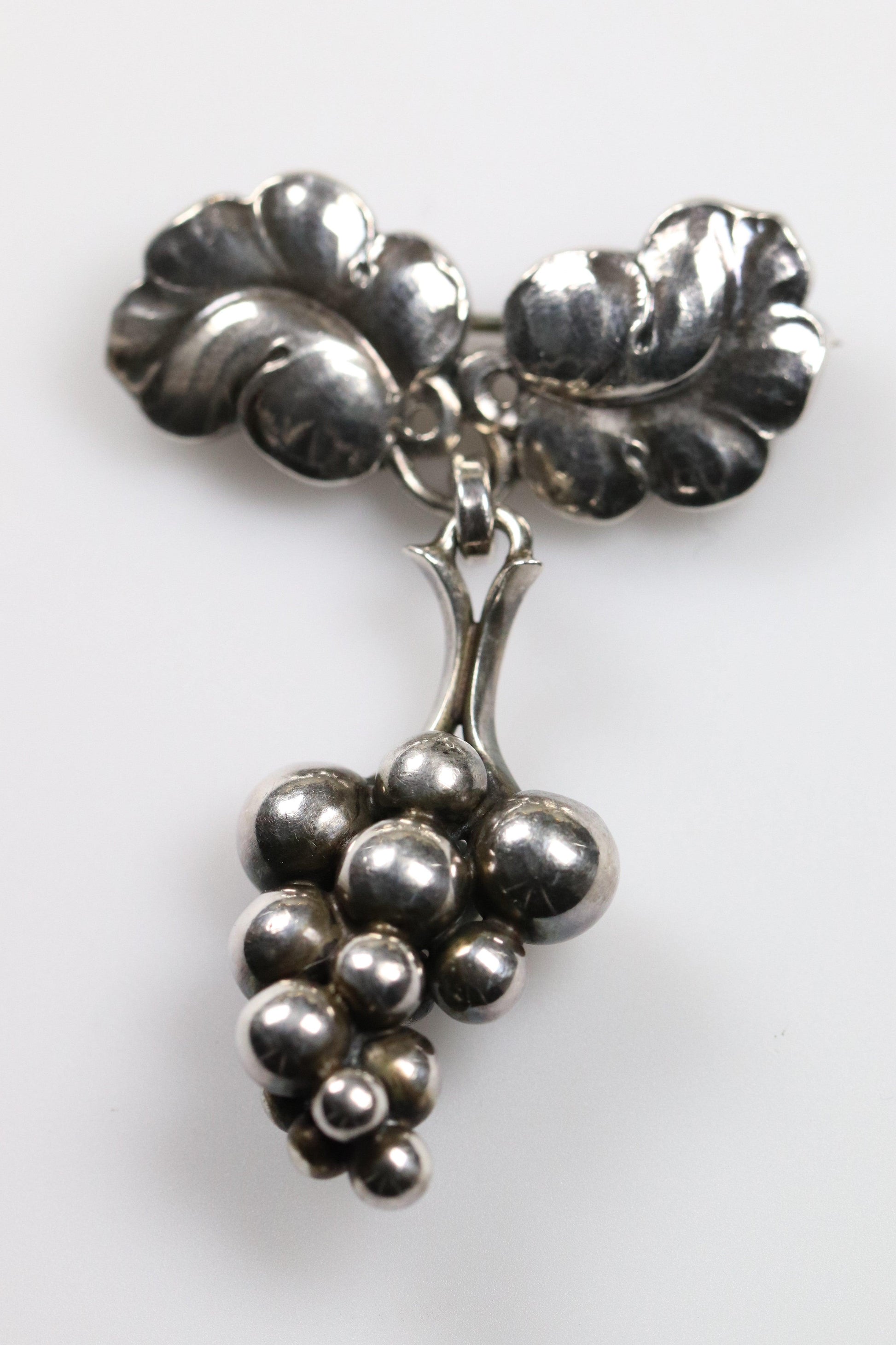 Vintage Georg Jensen Jewelry | Grape Bunch Brooch 217A Denmark - Carmel Fine Silver Jewelry