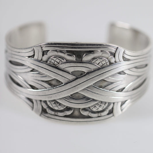 Vintage Georg Jensen Jewelry | Harald Nielsen Designed Art Deco Cuff 55 - Carmel Fine Silver Jewelry