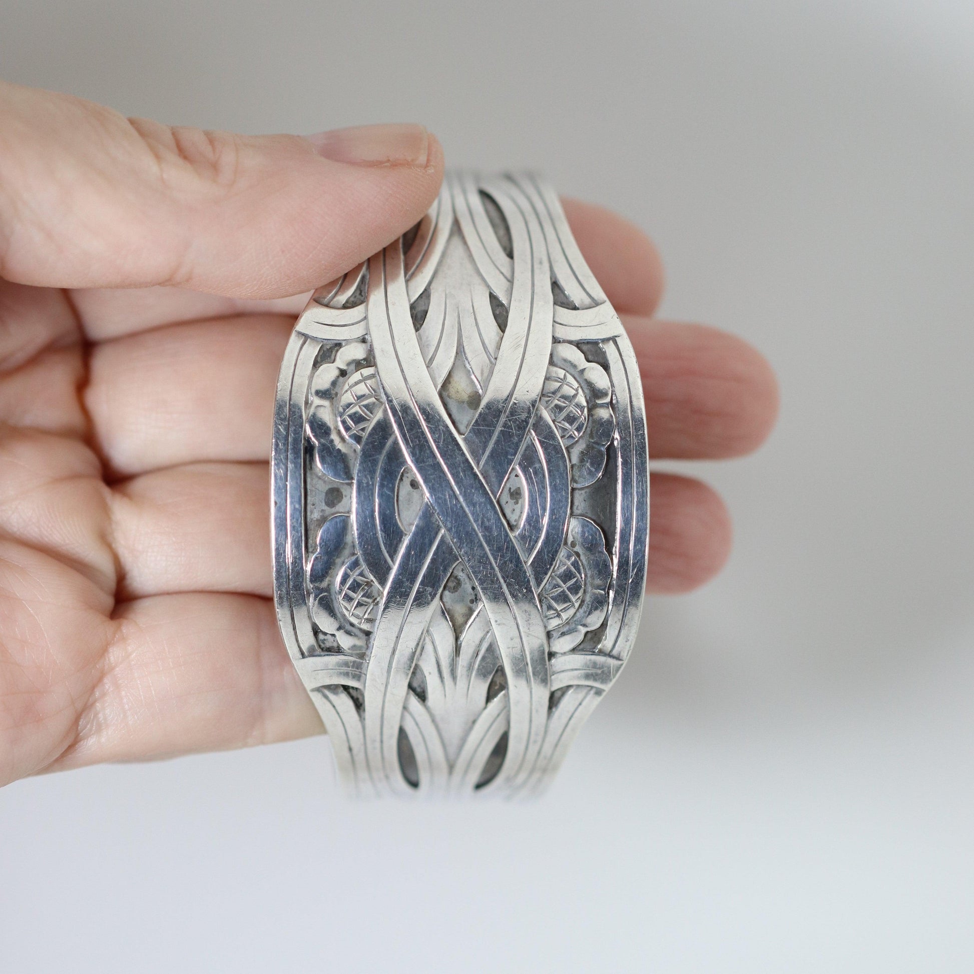 Vintage Georg Jensen Jewelry | Harald Nielsen Designed Art Deco Cuff 55 - Carmel Fine Silver Jewelry