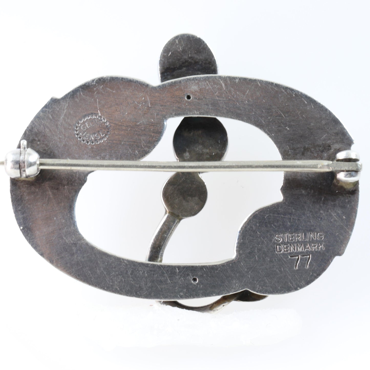 Vintage Georg Jensen Jewelry | Heart and Cabochon Art Nouveau Brooch 77 - Carmel FSJ