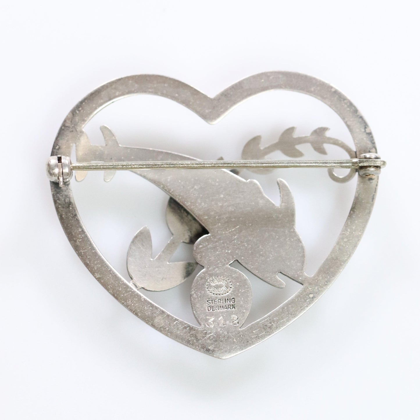 Vintage Georg Jensen Jewelry | Heart and Dolphin Brooch 312 - Carmel FSJ