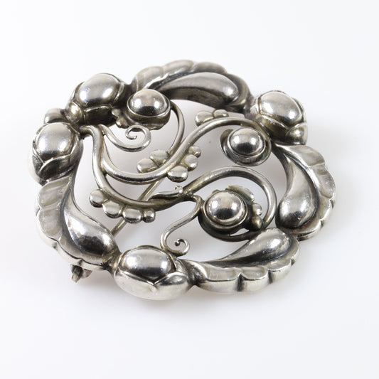 Vintage Georg Jensen Jewelry | Moonlight Blossom Art Nouveau Brooch 159 - Carmel Fine Silver Jewelry