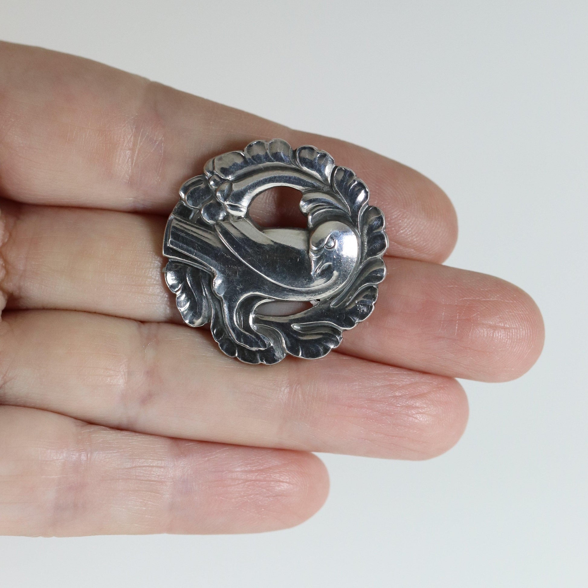 Vintage Georg Jensen Jewelry | Petite Art Nouveau Dove Brooch 134 - Carmel Fine Silver Jewelry