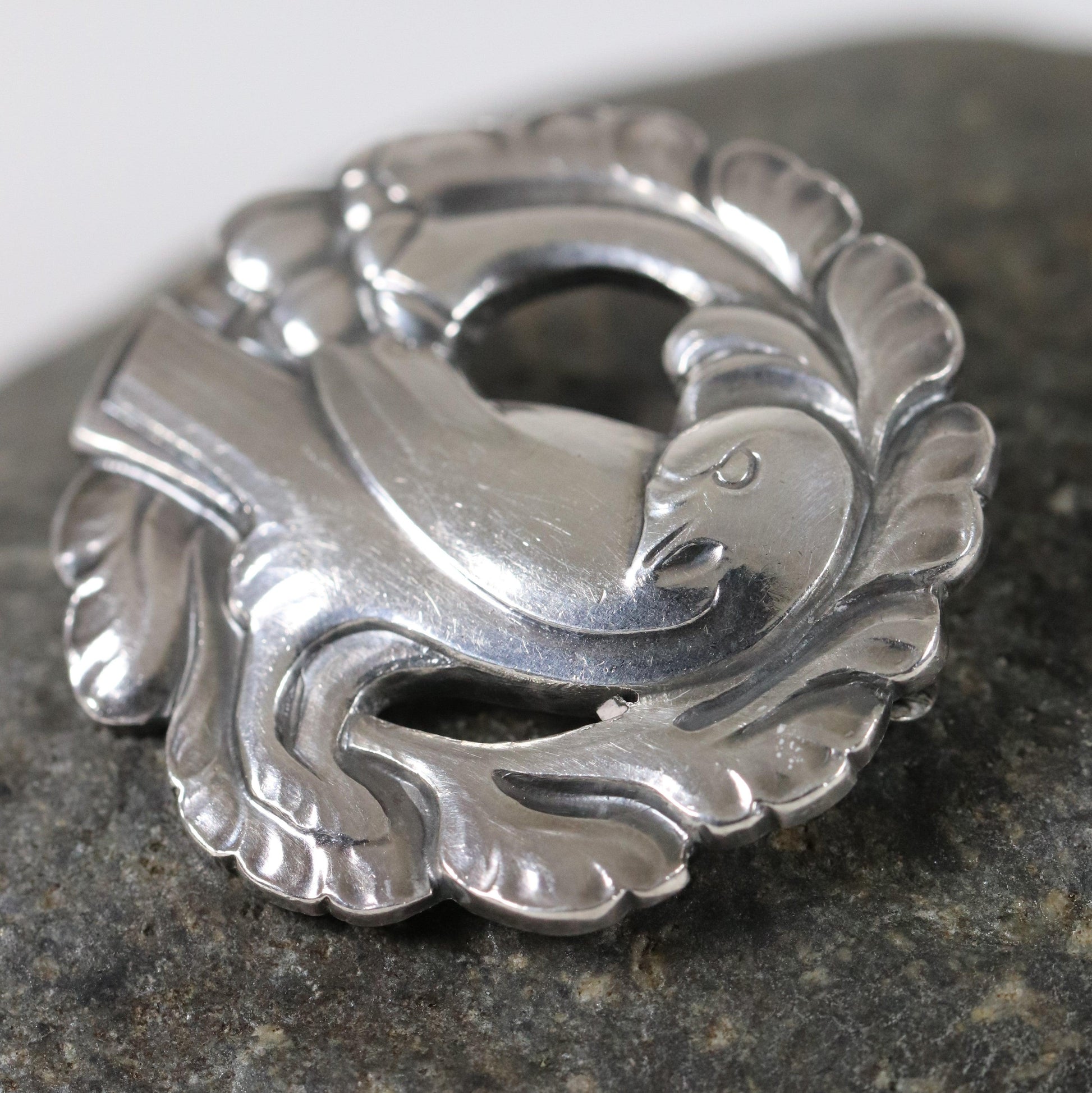 Vintage Georg Jensen Jewelry | Petite Art Nouveau Dove Brooch 134 - Carmel Fine Silver Jewelry
