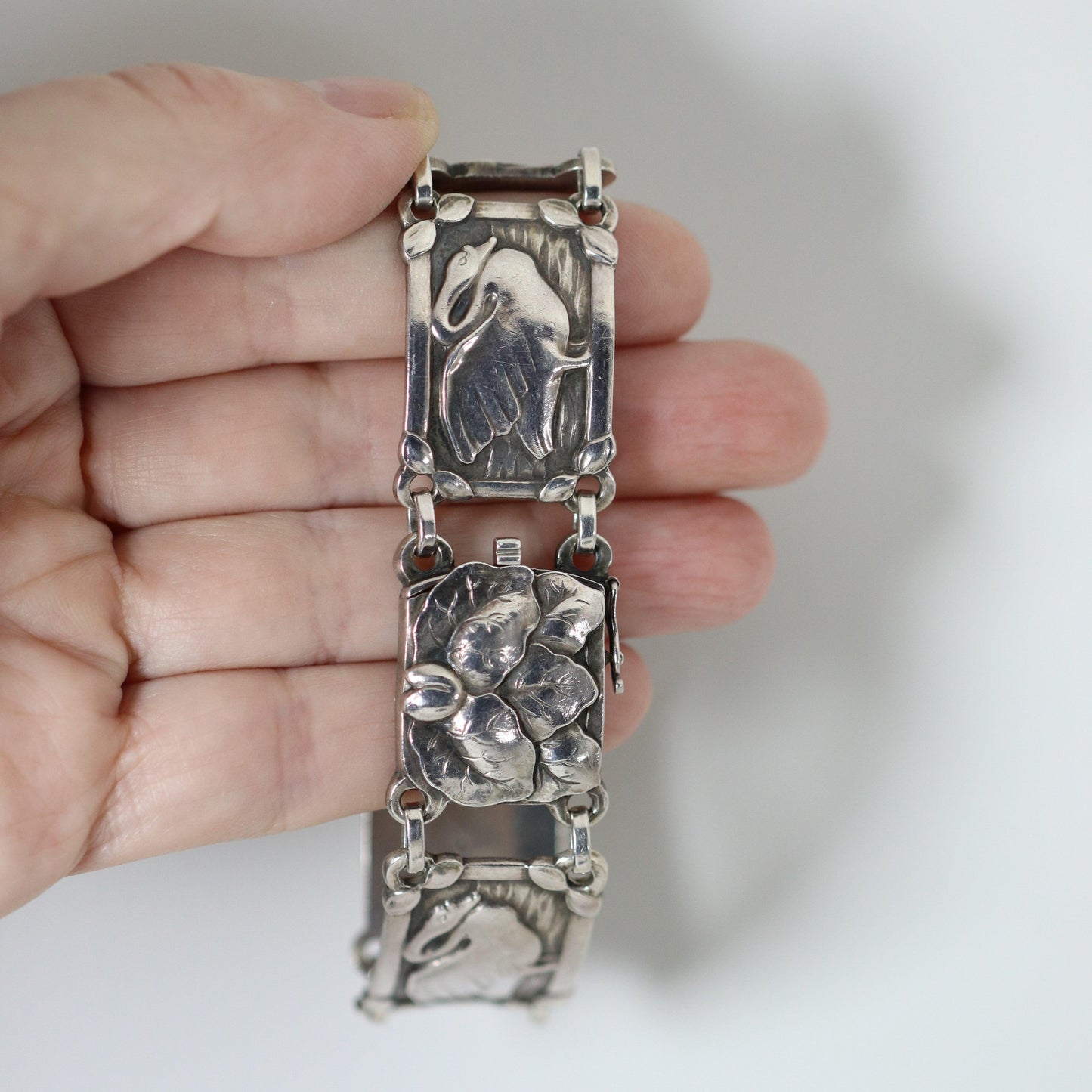Vintage Georg Jensen Jewelry | Rare Art Nouveau Swan Bracelet 42 - Carmel Fine Silver Jewelry