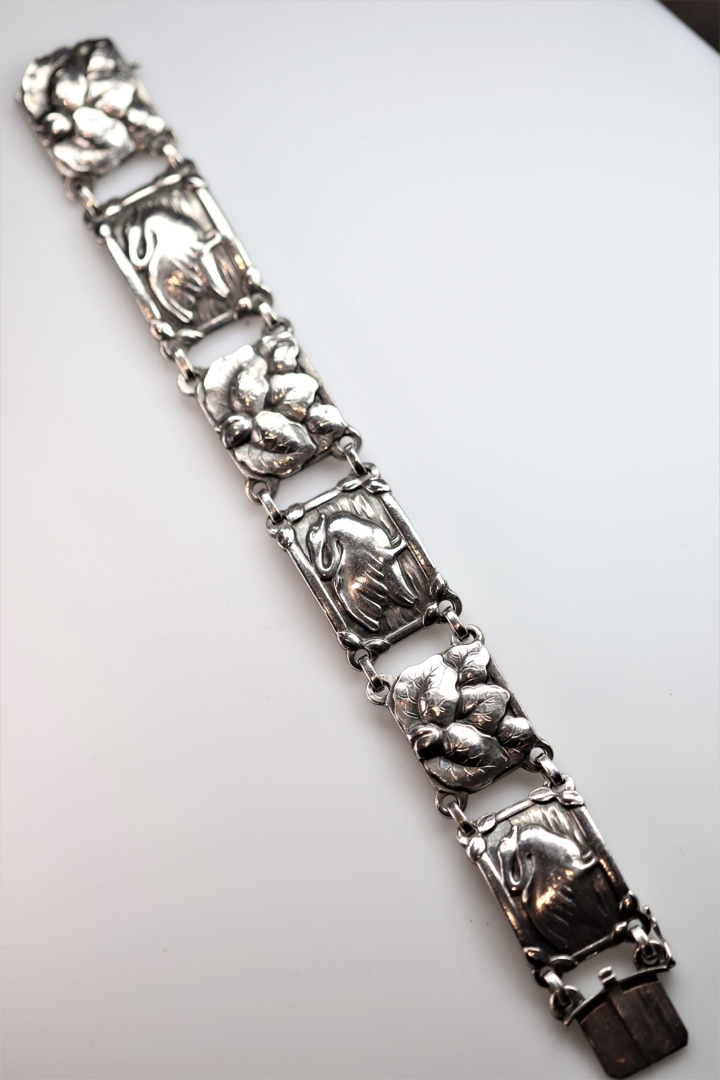 Vintage Georg Jensen Jewelry | Rare Art Nouveau Swan Bracelet 42 - Carmel Fine Silver Jewelry