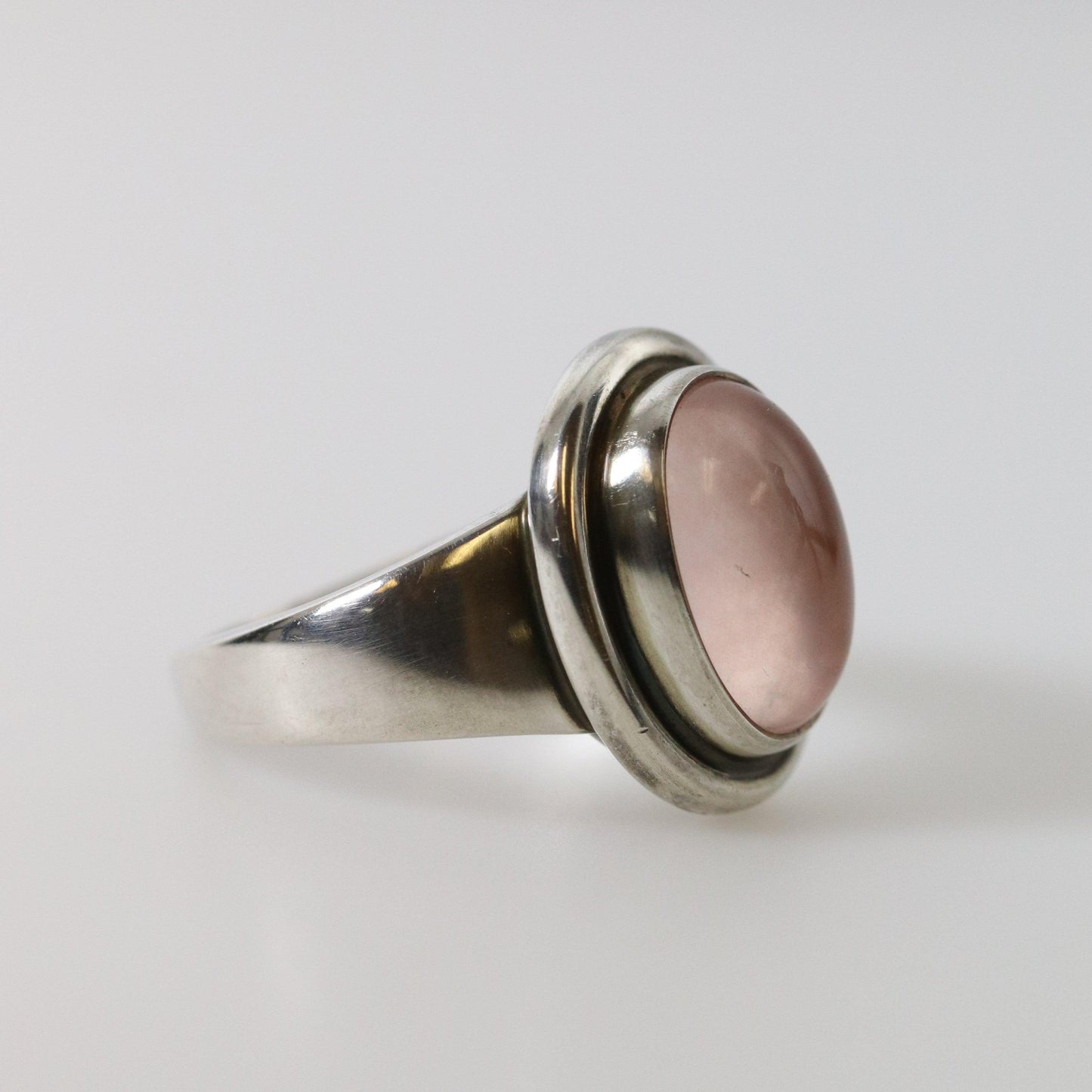 Vintage Georg Jensen Jewelry | Rose Quartz Ring 46B - Carmel Fine Silver Jewelry