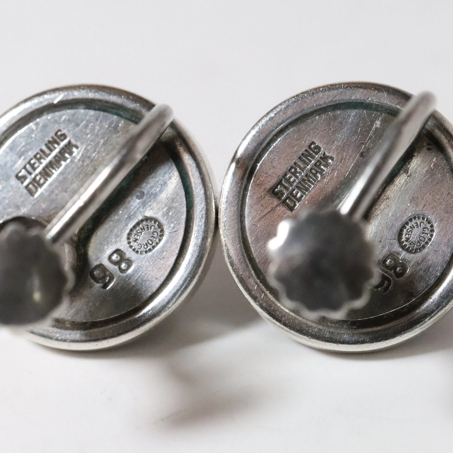 Vintage Georg Jensen Jewelry | Round Silver Cabachon Earrings 86 Denmark - Carmel Fine Silver Jewelry