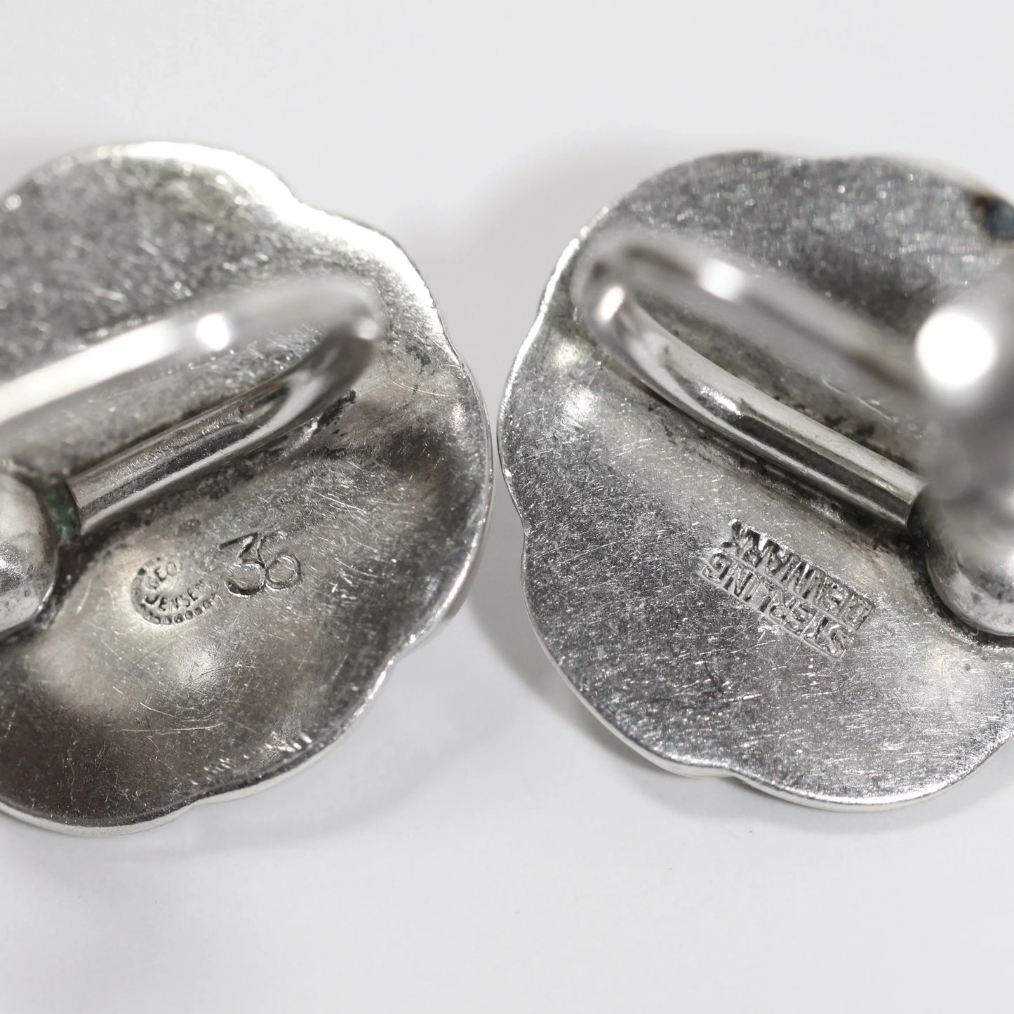 Vintage Georg Jensen Jewelry | Sterling Silver Floral Earrings 36 Denmark - Carmel Fine Silver Jewelry