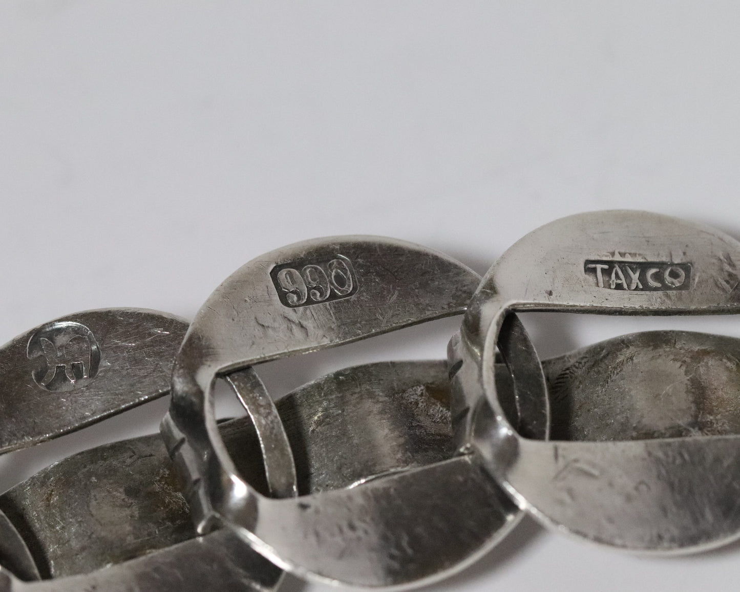 Vintage Hector Aguilar Jewelry | Clipped Incised Coin Belt 990 Silver Taxco - Carmel FSJ